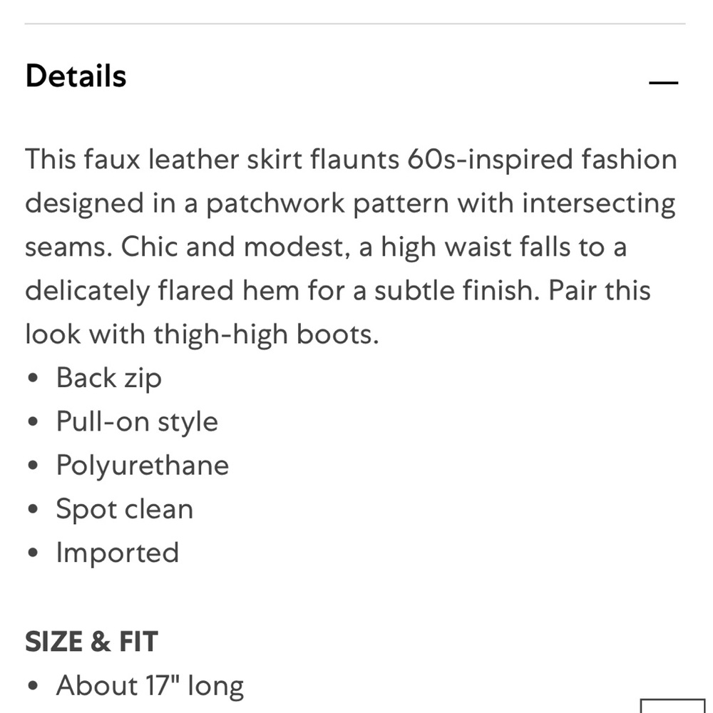 BB Dakota patch work vegan faux leather mini skirt, Runs small - Picture 4 of 4